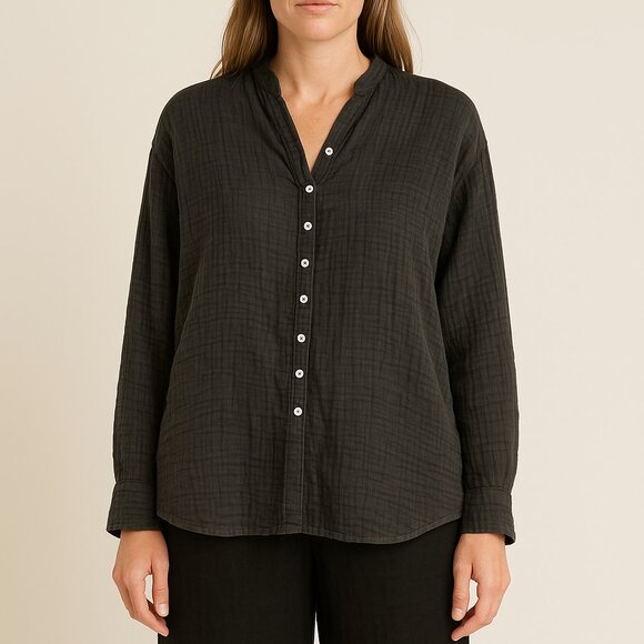 Aria Womens 100% Gauze washed Cotton Lagenlook Long Sleeve button down NWT 1X - Picture 1 of 7